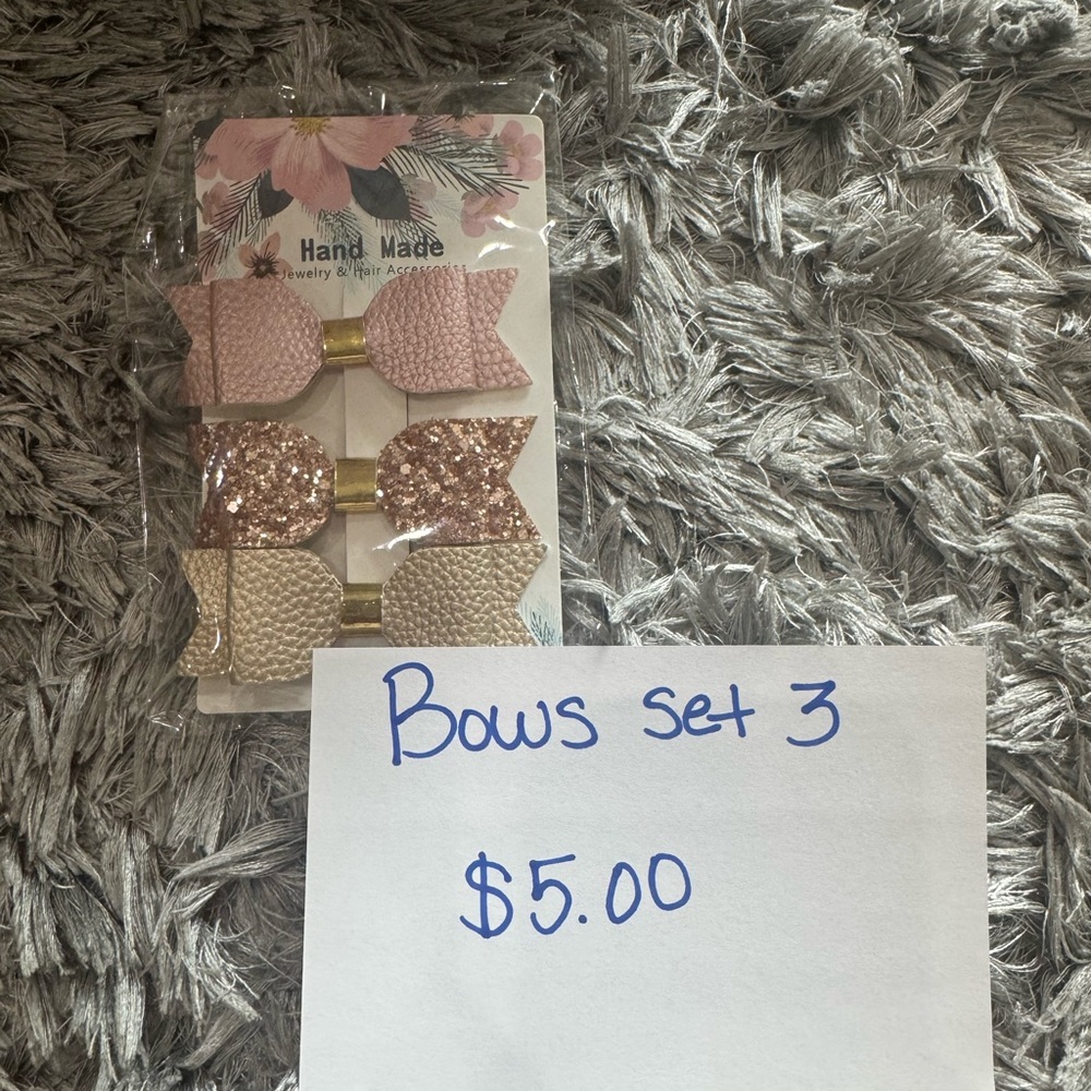 Pink and Gold Hair Bow Set